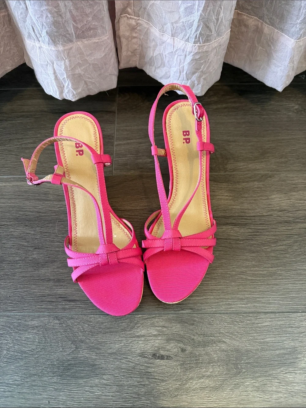 bp Bright Pink T-Strap Sandals for Women